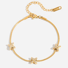 18K GOLD X CHARM BRACELET STAINLESS STEEL DESIGN_CWAJE4731