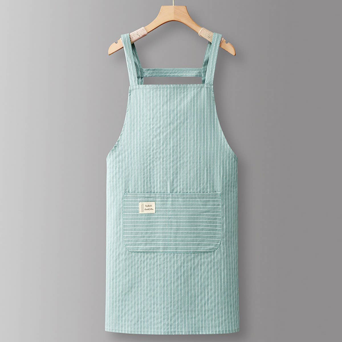 Cotton Striped Grid Kitchen Apron With Pocket_Cwmm10095