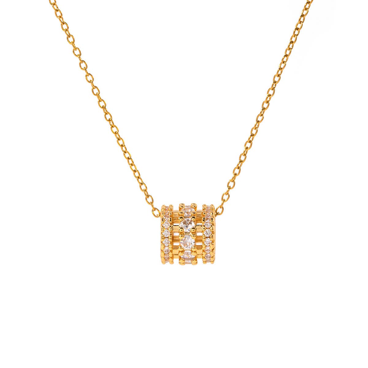 Versatile 18K Round Zirconia Necklace_Cwaha0905
