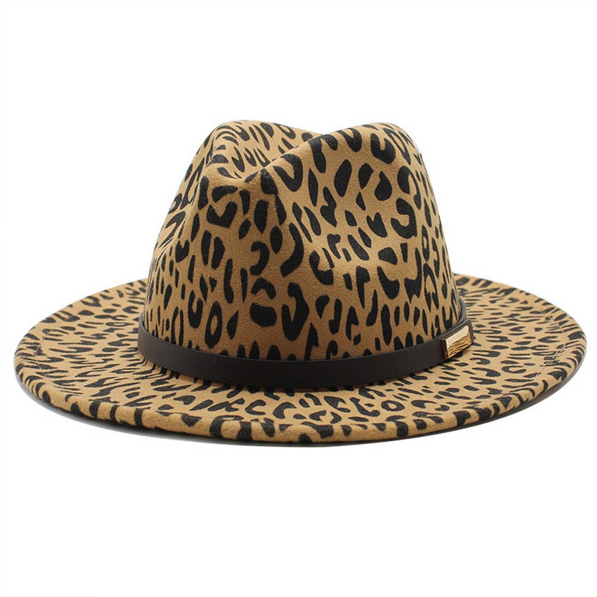 LEOPARD PRINT WOOLEN WIDE BRIM HAT COUPLE JAZZ HAT_CWAH2539