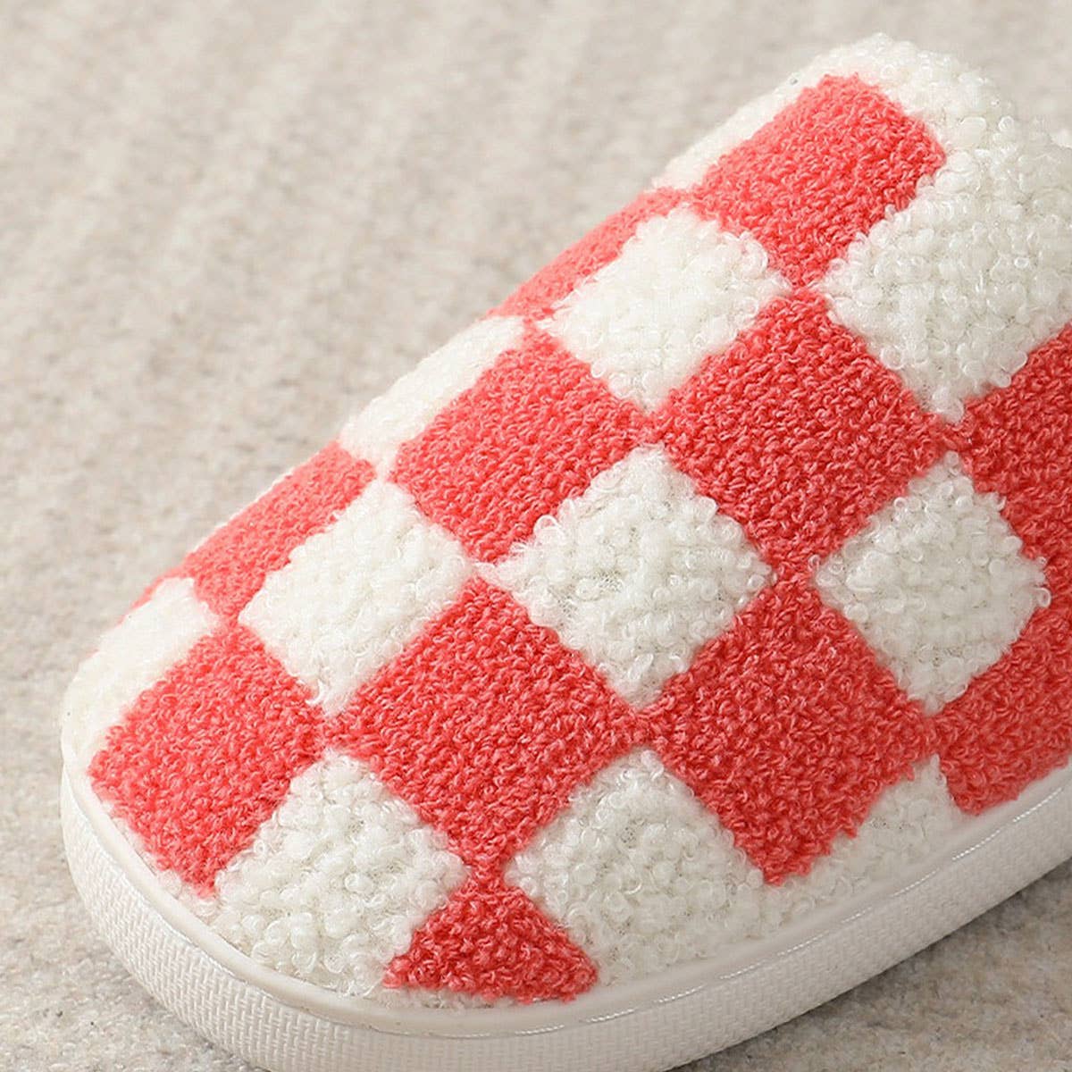 SIMPLE CHECKERED WARM COTTON SLIPPERS_CWSHS0250