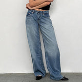 Street Loose Washed Personalized Low-Rise Jeans