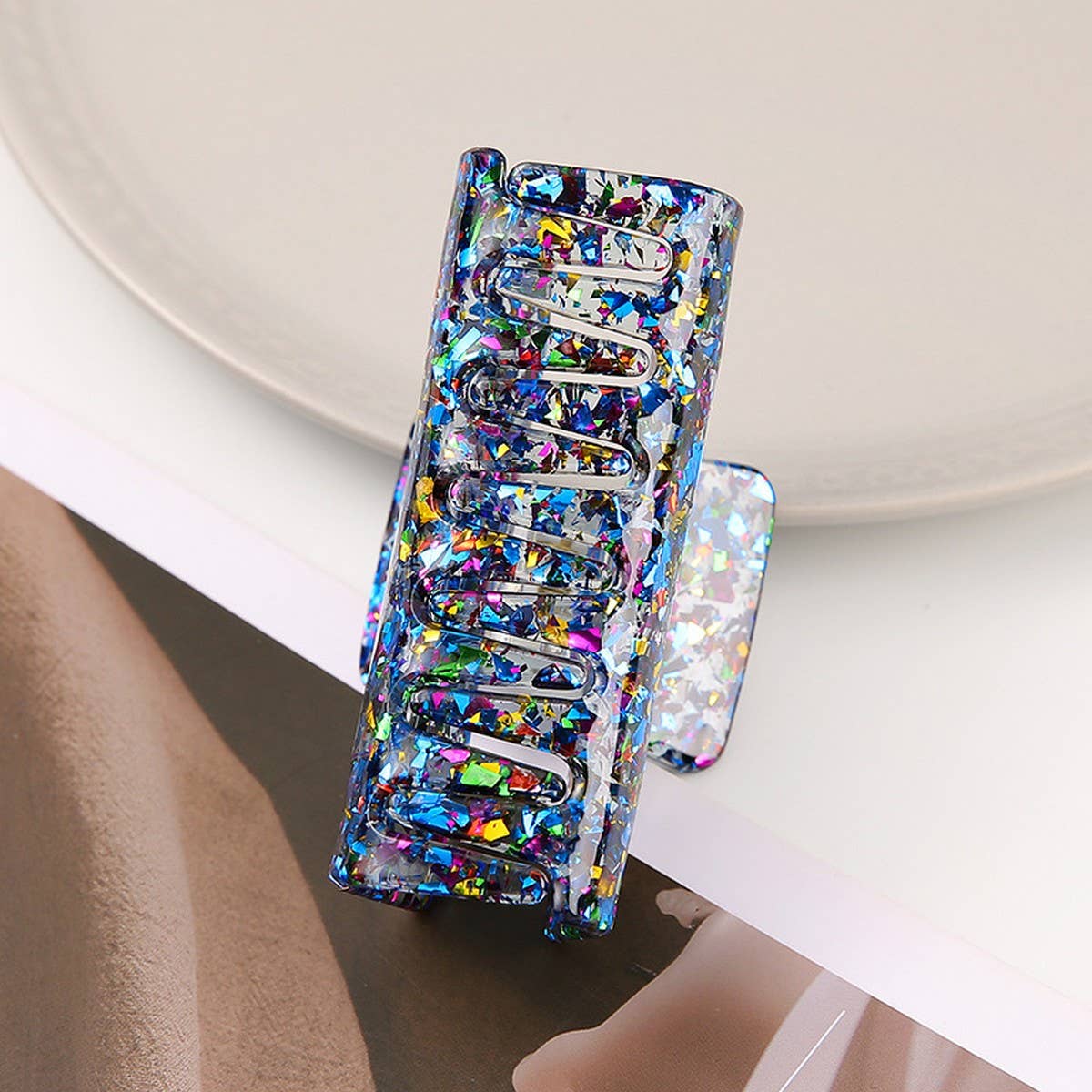 Acrylic Square Sequin Hollow Hair Claw_Cwaha07291