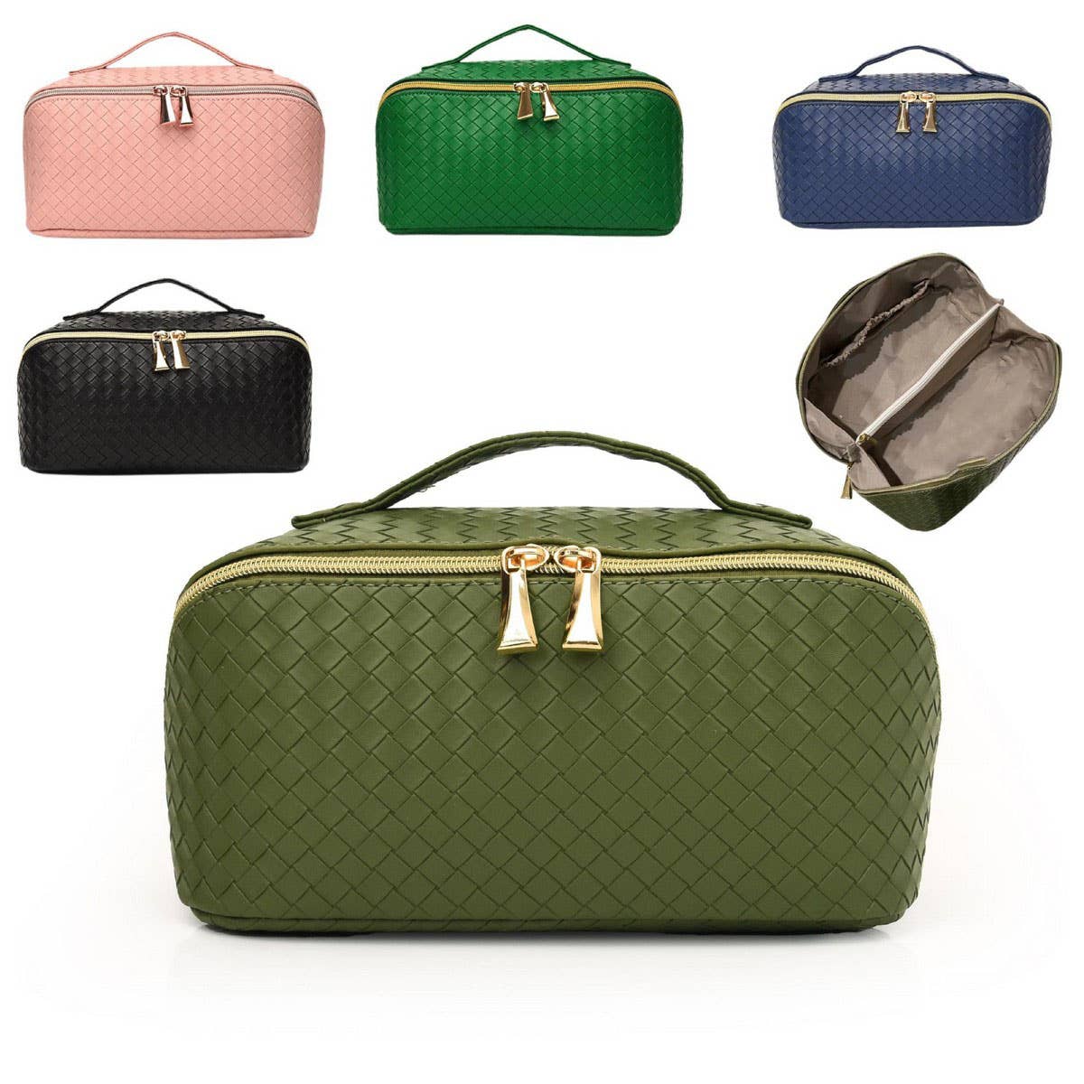 NEW WOVEN PU LEATHER LARGE CAPACITY COSMETIC BAG_CWAB4463
