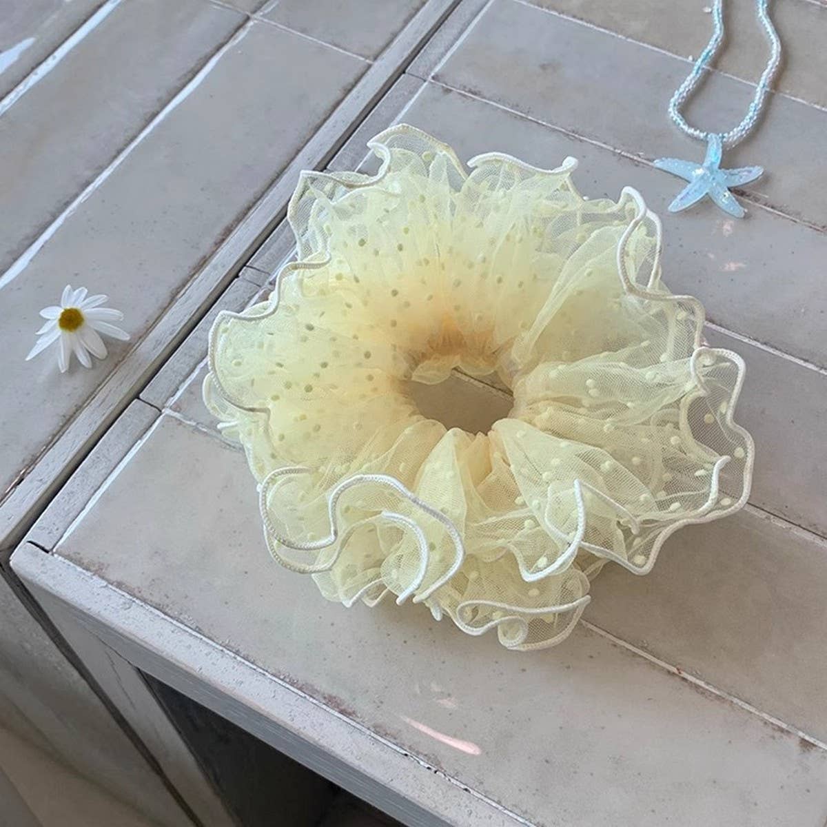 BALLET DOT TULLE PUFFY SCRUNCHIE HAIR TIE_CWAHA5510