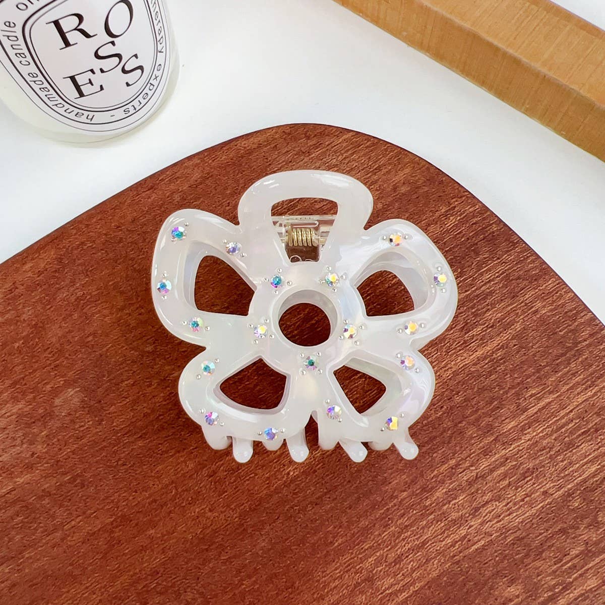 HOLLOW FLOWER HAIR CLAW RHINESTONE CHIC CLIP_CWAHA1590