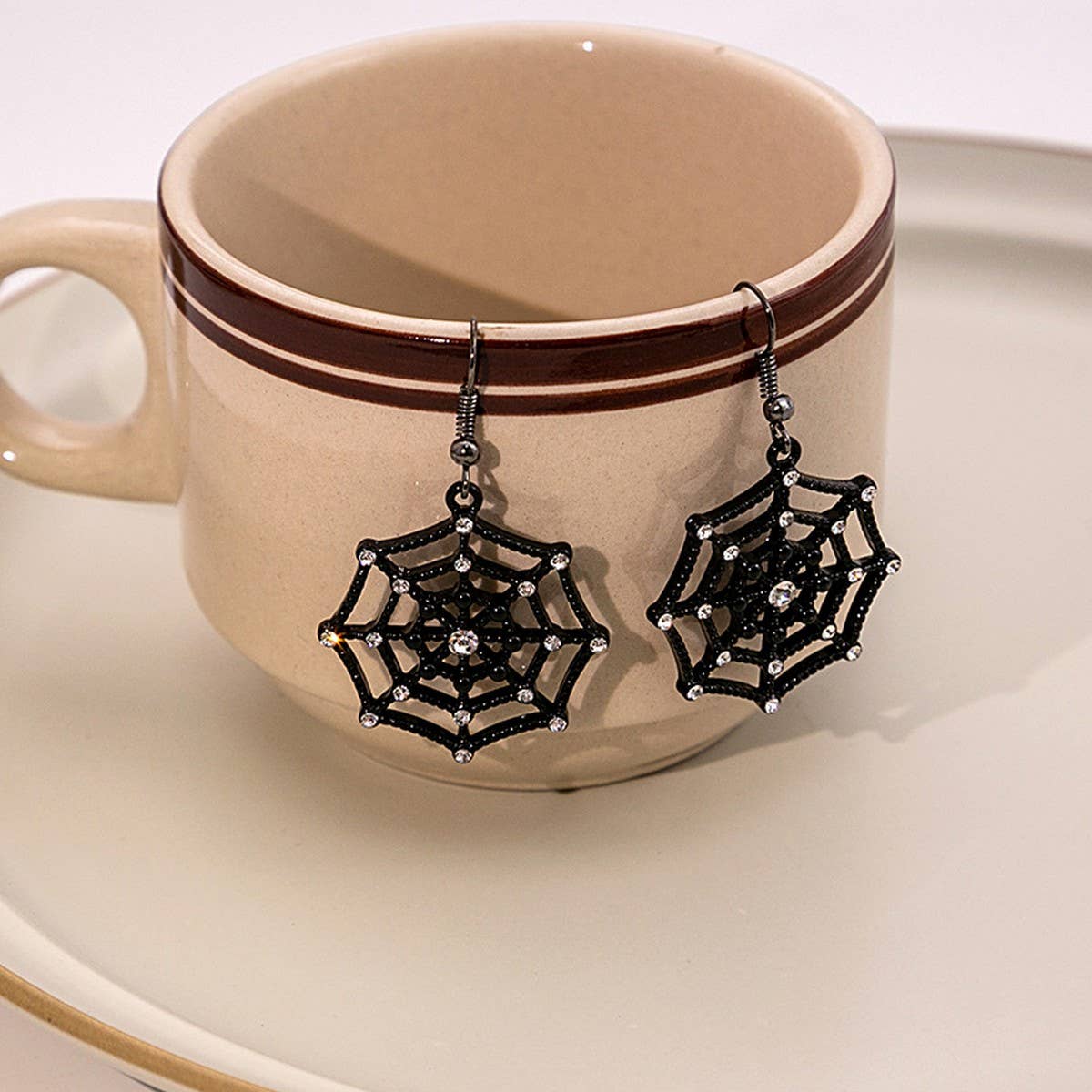 HALLOWEEN GHOST SPIDER WEB EARRINGS_CWAJE1832
