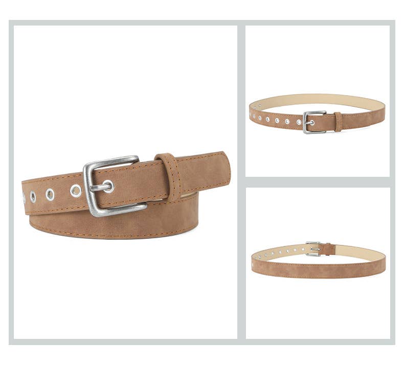 Frosted Textured Pin Buckle Pu Belt