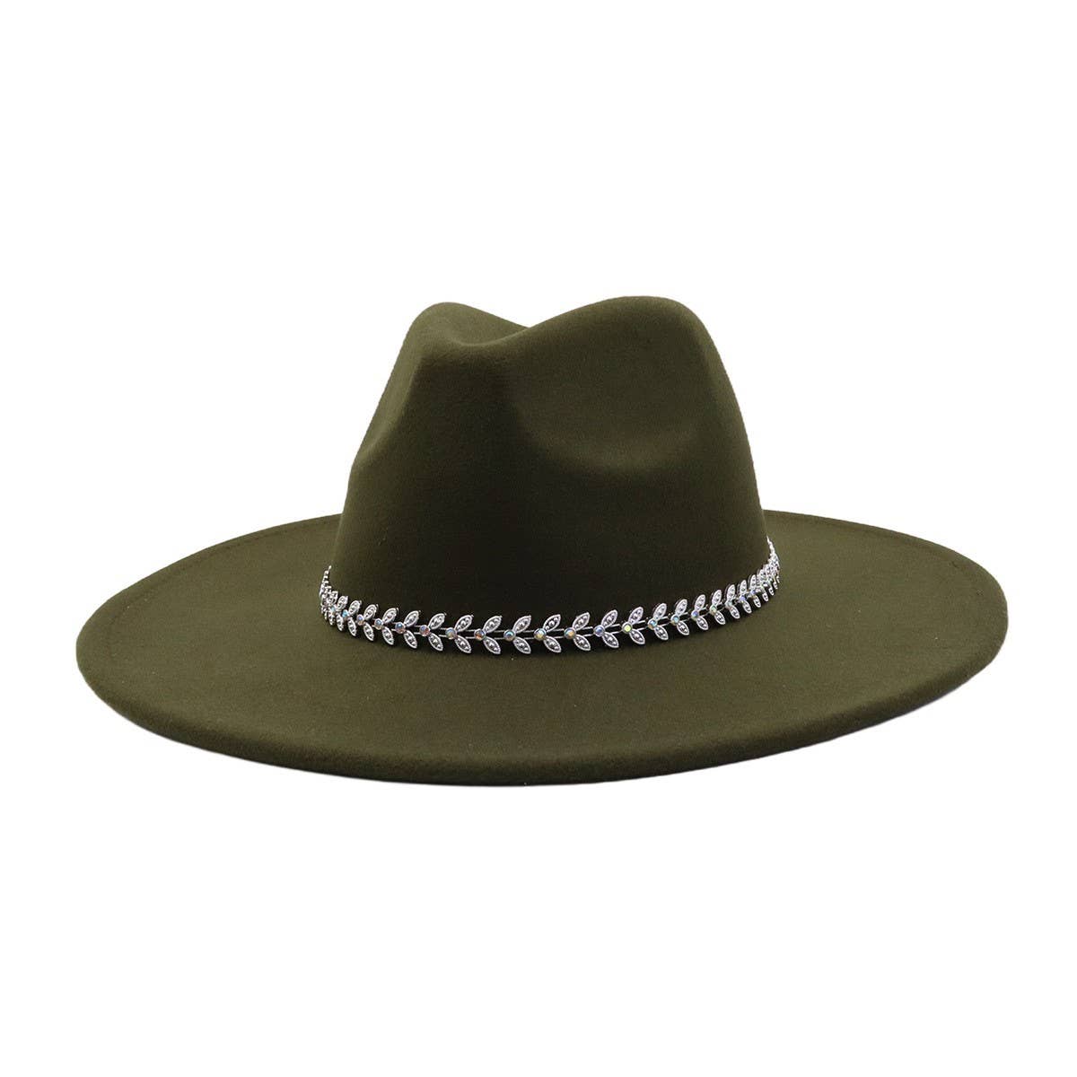 Unisex Wool Fedora Hat Ethnic Flat Brim Style_Cwah04387