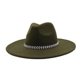 Unisex Wool Fedora Hat Ethnic Flat Brim Style_Cwah04387