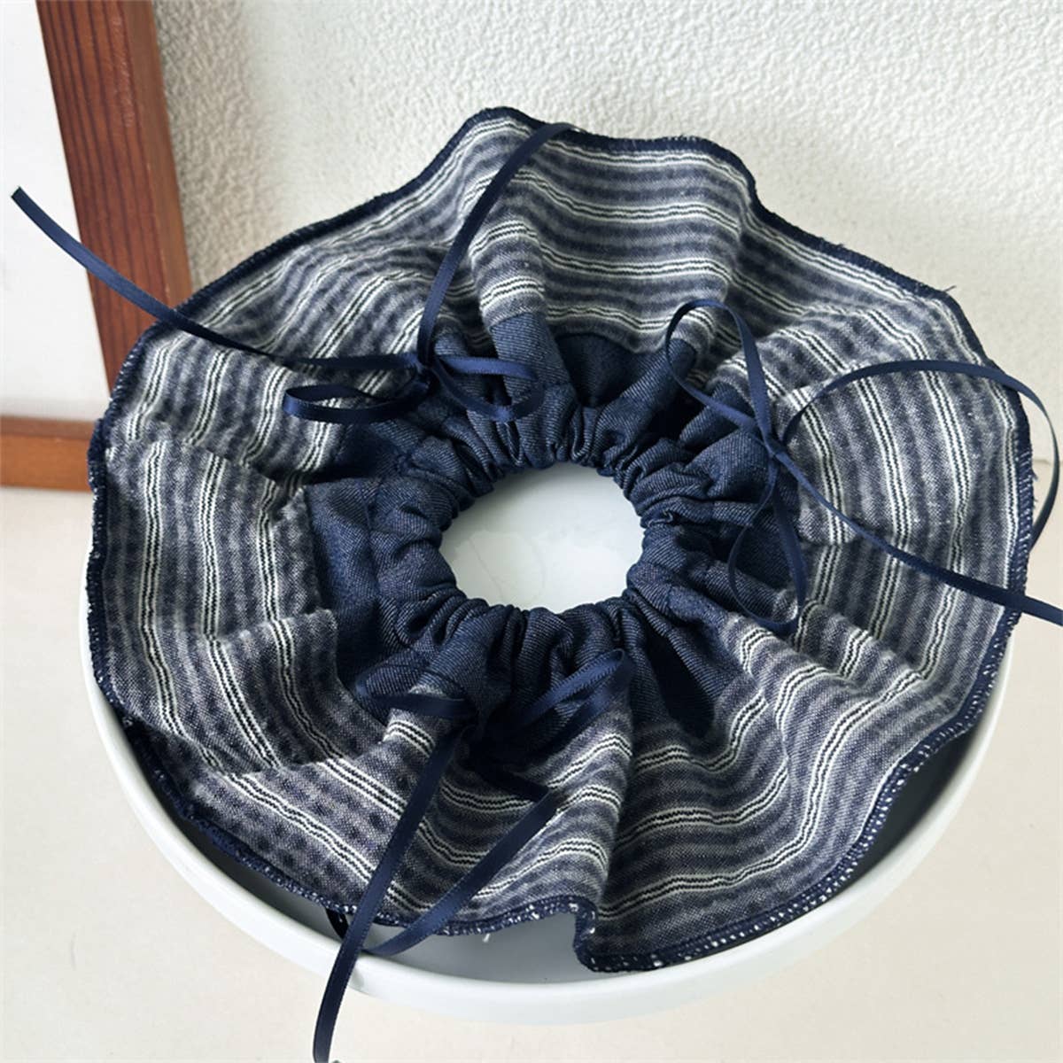 Blue Stripe Denim Scrunchie Retro Style_Cwaha07612