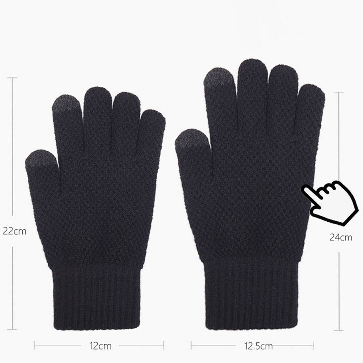 MEN WOMEN KNIT GLOVES WARM THICK TOUCH TIPS_CWAG0224