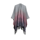GRADIENT FINE LINES TASSELS WARM SHAWL CLOAK_CWASC0282