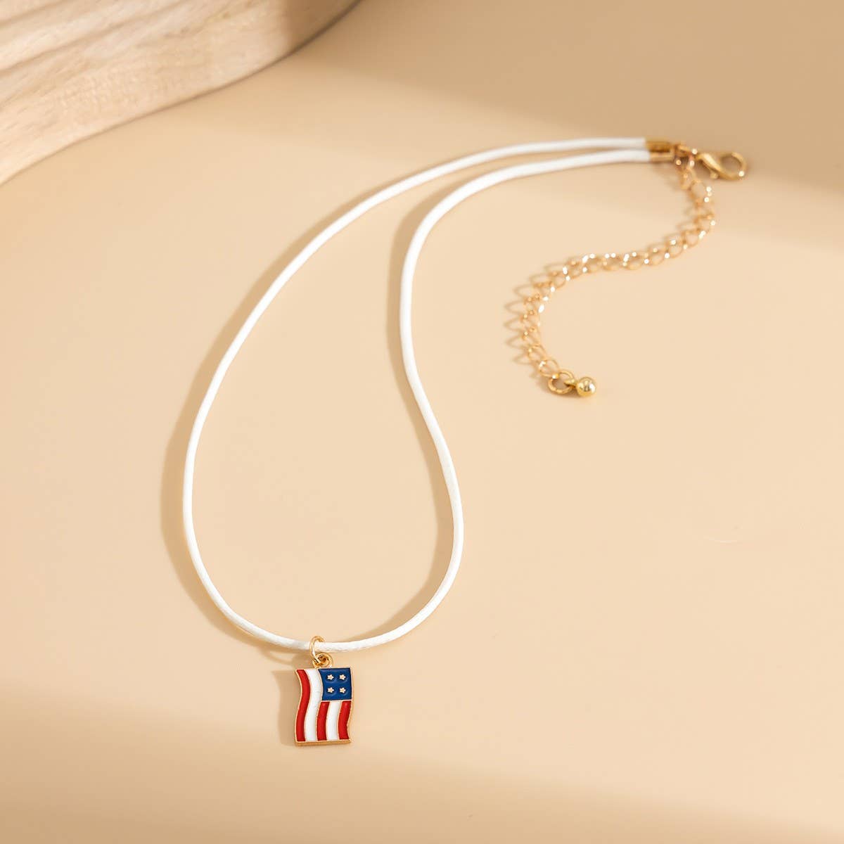 STAR FLAG INDEPENDENCE DAY LETTER BOW NECKLACE_CWAJE1474