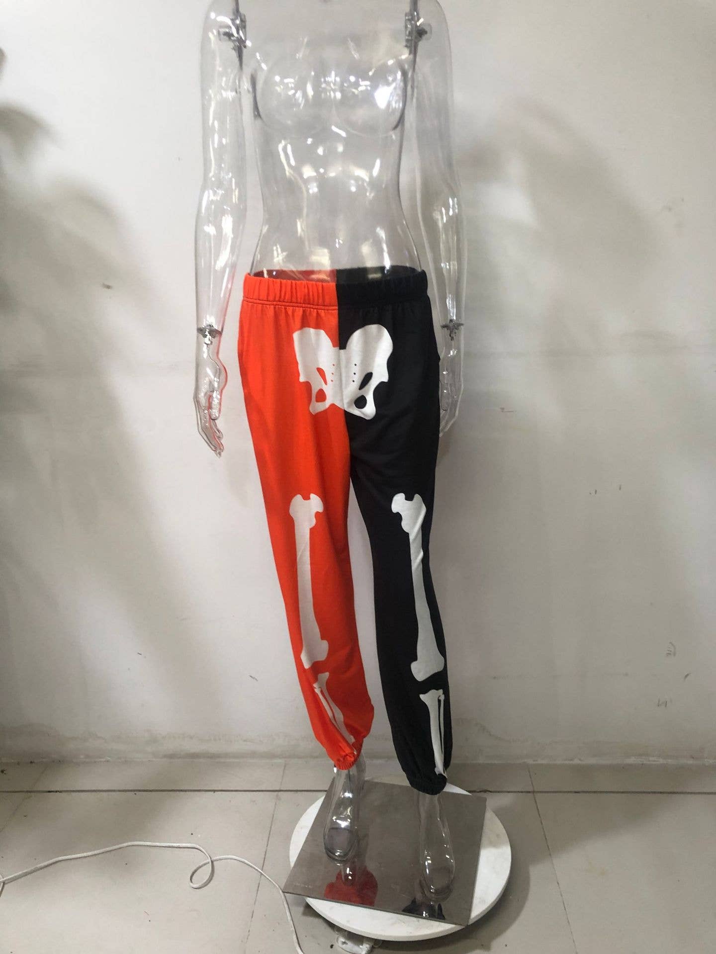 Sporty Black And Orange Harlan Straight-Leg Pants