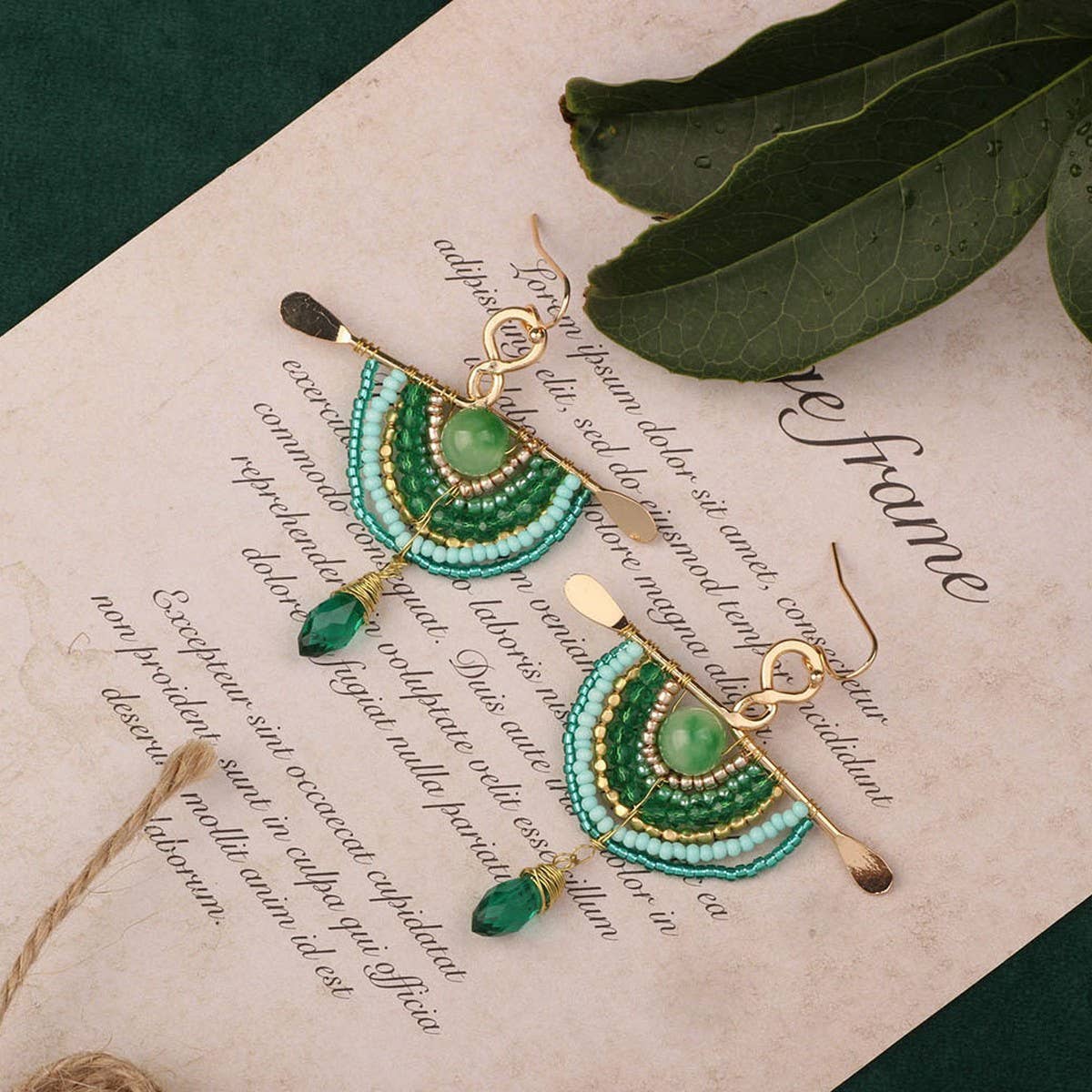 GEOMETRIC DESIGN VINTAGE BRAIDED ETHNIC EARRINGS_CWAJE3988