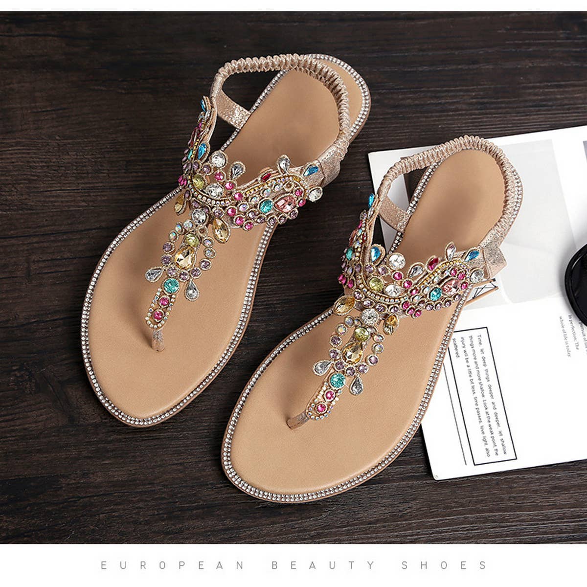 NEW COLOR DIAMOND BEACH ROUND TOE FLAT SHOES_CWSHS0650