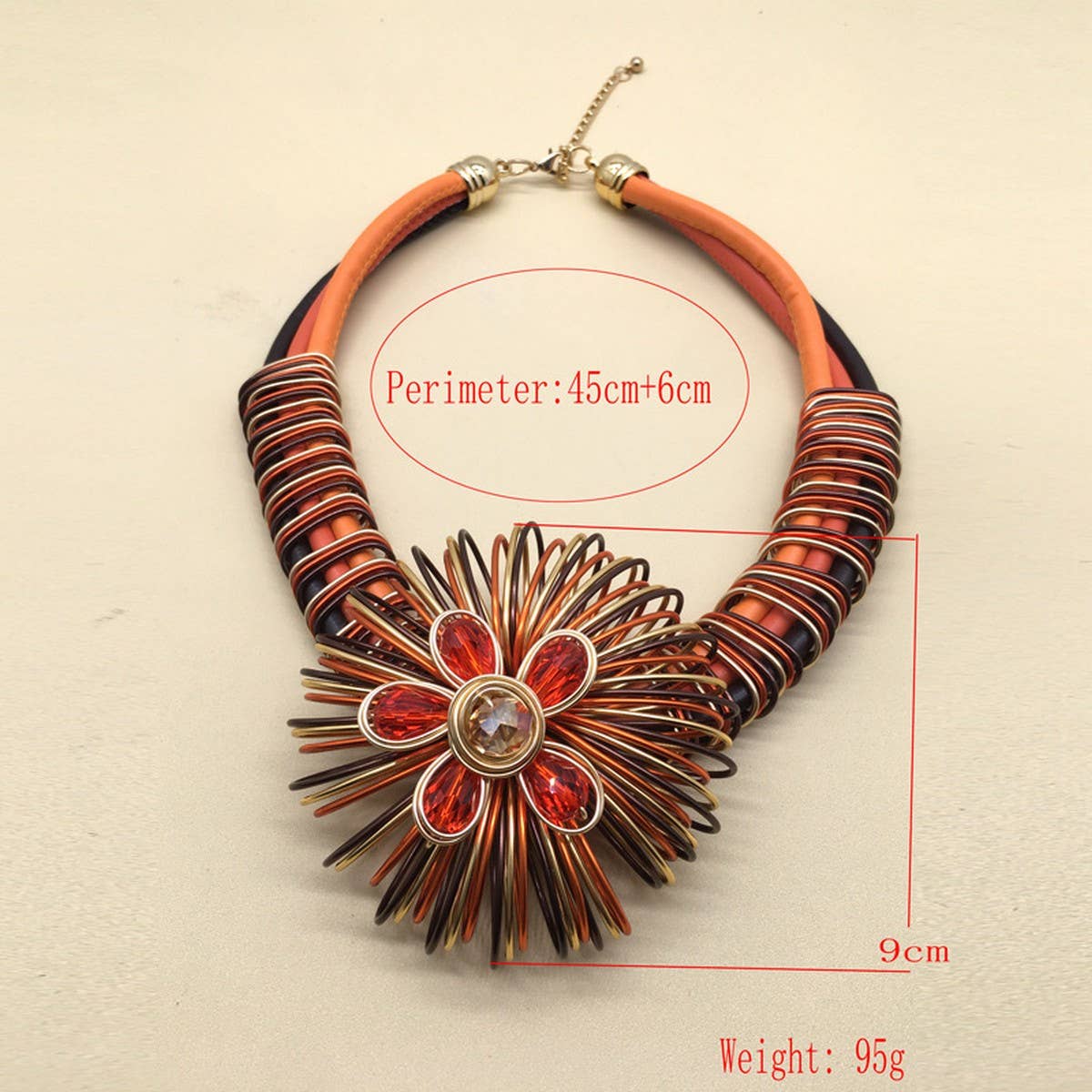 HANDMADE ALUMINUM WIRE FLOWER NECKLACE EARRING SET_CWMM4916