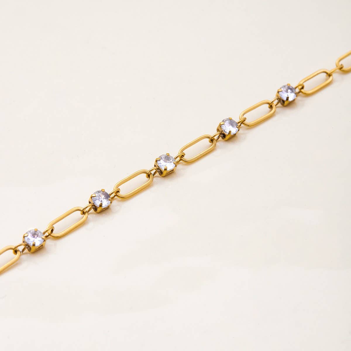 18K GOLD STEEL ROUND ZIRCON WHITE TENNIS CHAIN_CWAJE4803