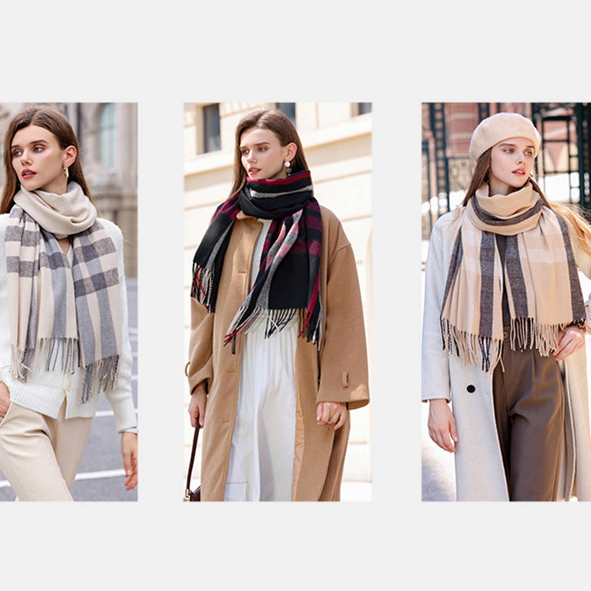 COLORBLOCK PLAID SCARF CHIC WINTER COUPLE SHAWL_CWASC0213