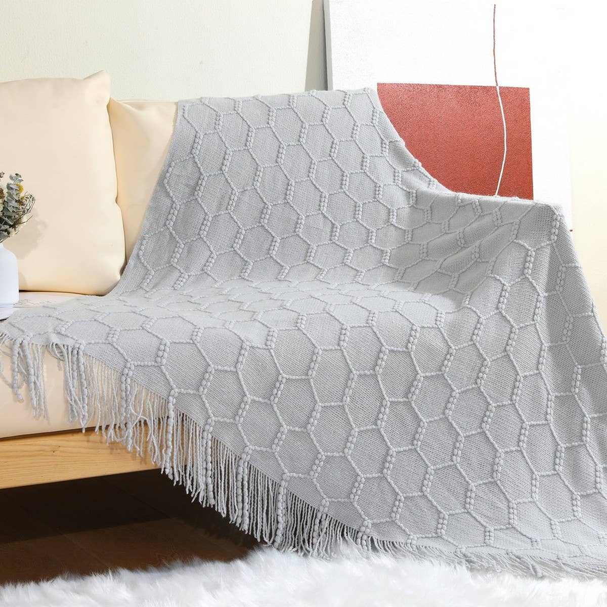 KNITTED SIMPLE THIN TASSEL SOFA BLANKET_CWMM0223