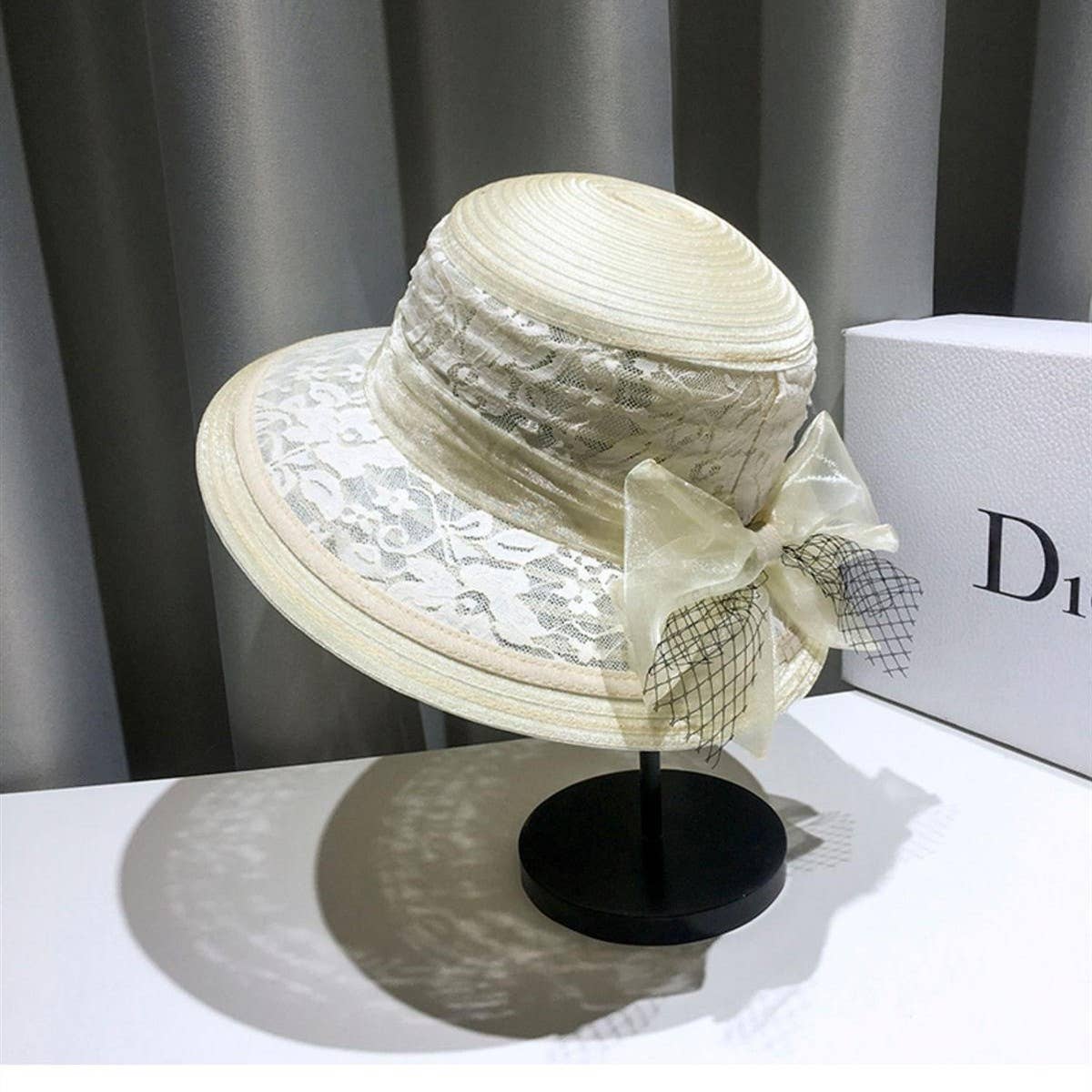 HEPBURN STYLE COLOR BLOCK RETRO SUN HAT_CWAH1451