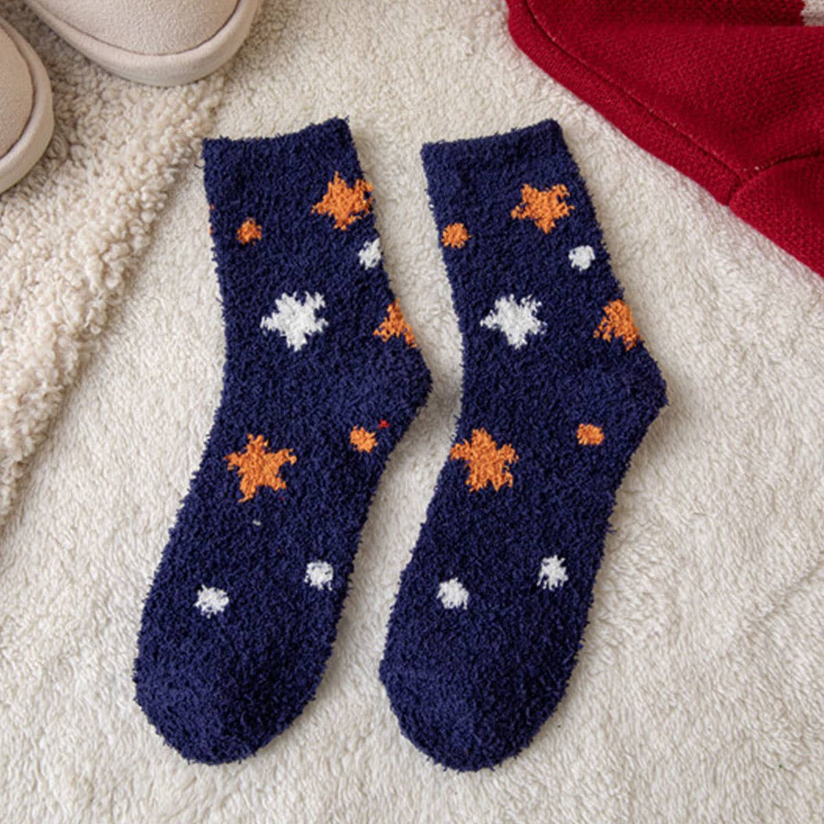 CHRISTMAS STAR PATTERN COZY SOCKS_CWMS0206