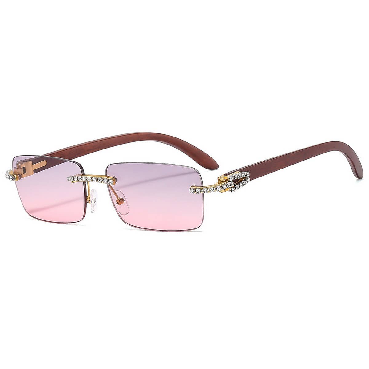 RHINESTONE FRAMELESS SQUARE SUNGLASSES FOR WOMEN_CWASG1159