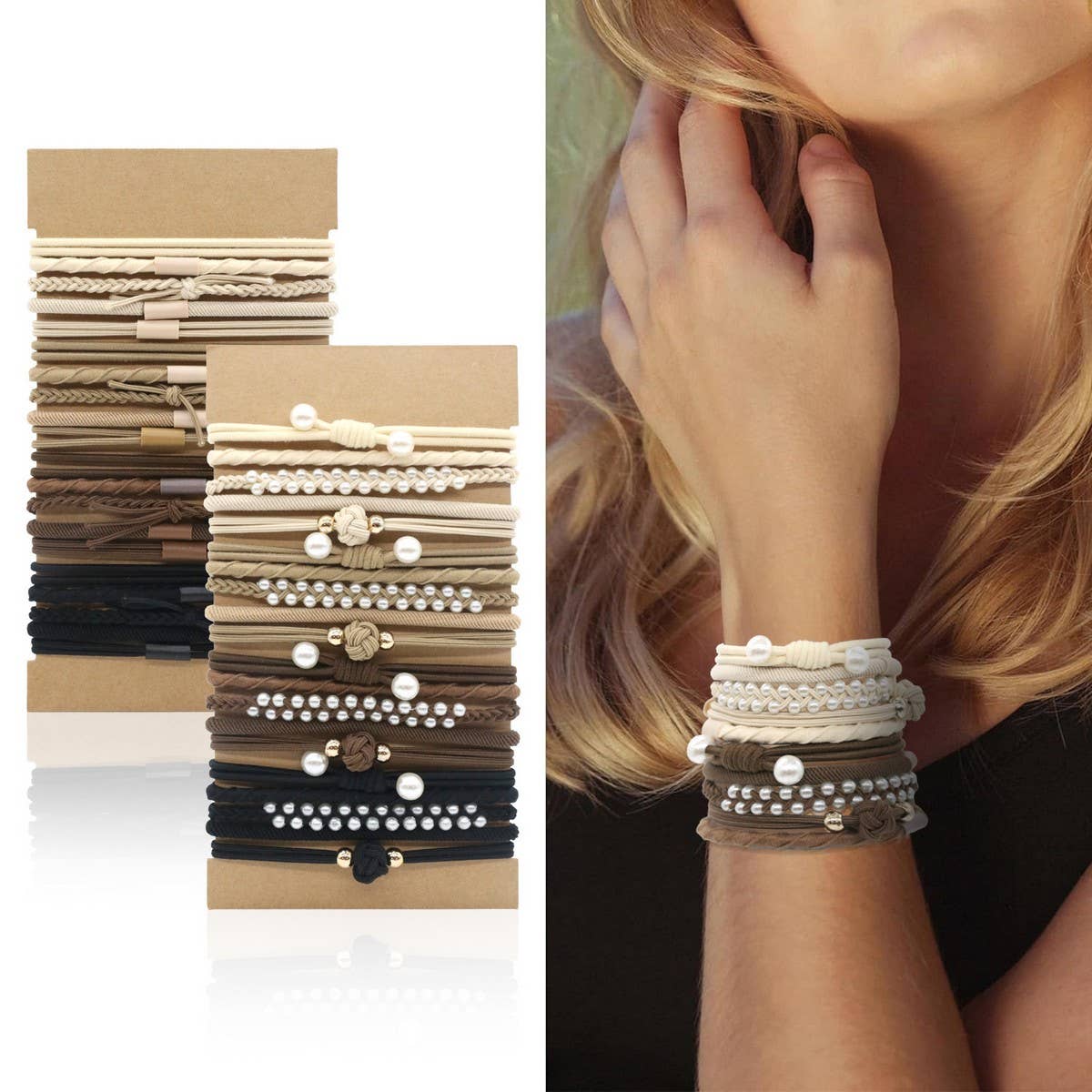 RETRO BROWN CARD HOLDER HAIR SCRUNCHIES_CWAHA2716