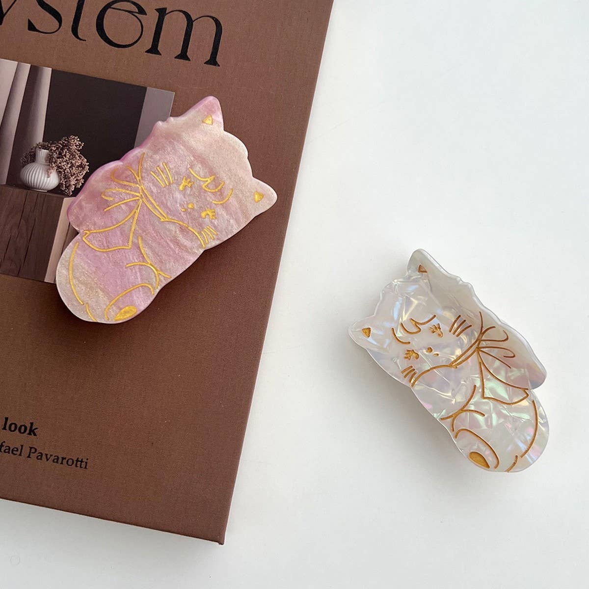 SIMPLE CAT ACRYLIC CLAW CLIP CUTE ANIMAL HAIRPIN_CWAHA5903