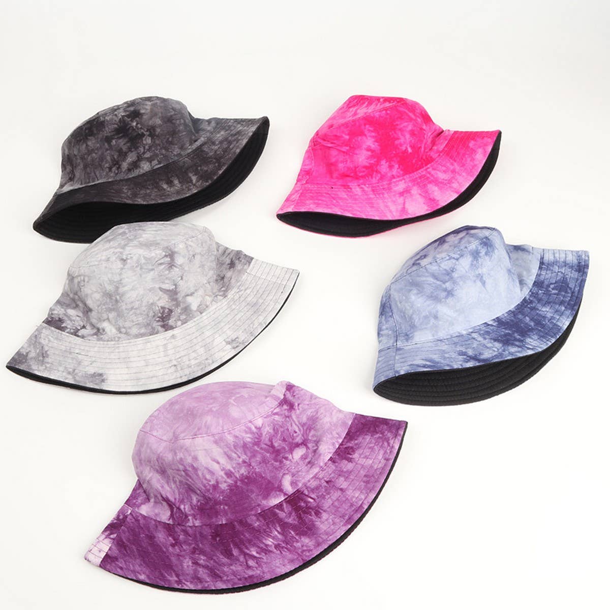 Cwah3280_Trendy Tie-Dye Double-Sided Bucket Hat Sun Hat