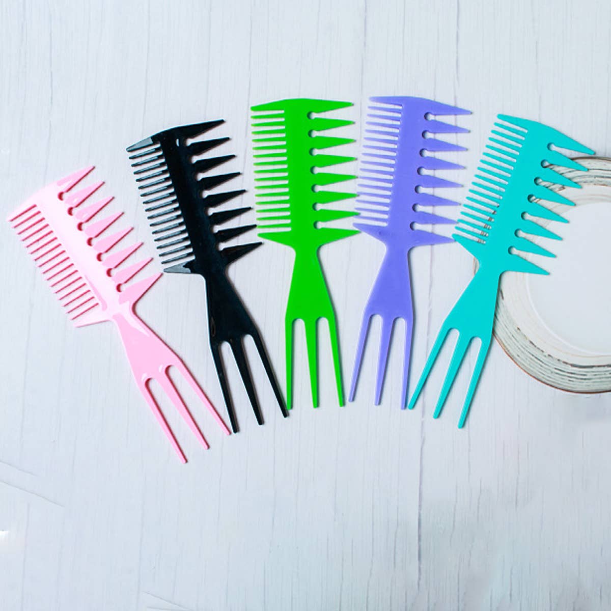 Three-Pronged Large-Tooth Wide-Tooth Textured Comb_Cwmm0914