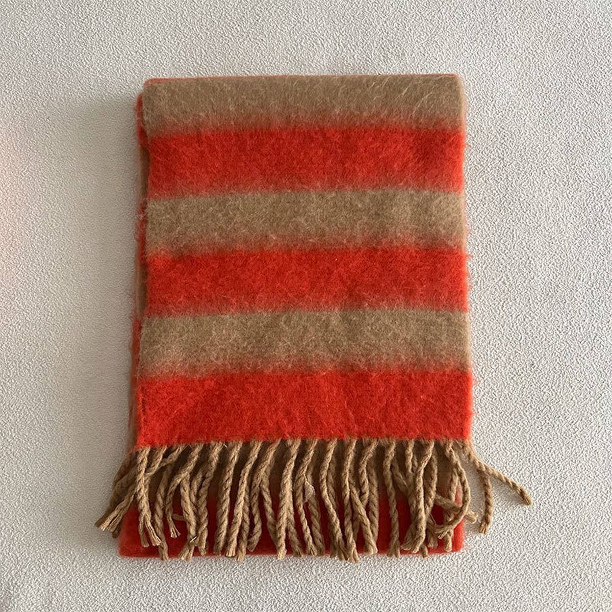 BLUE BROWN STRIPE SCARF THICK WINTER WRAP_CWASC2332