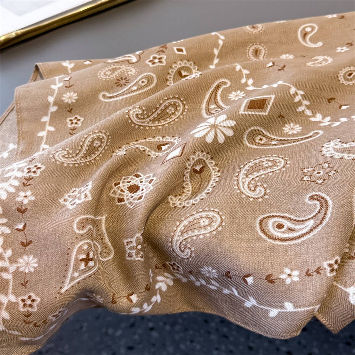 Elegant Herringbone Faux Silk Square Wrap Scarf_Cwasc03441