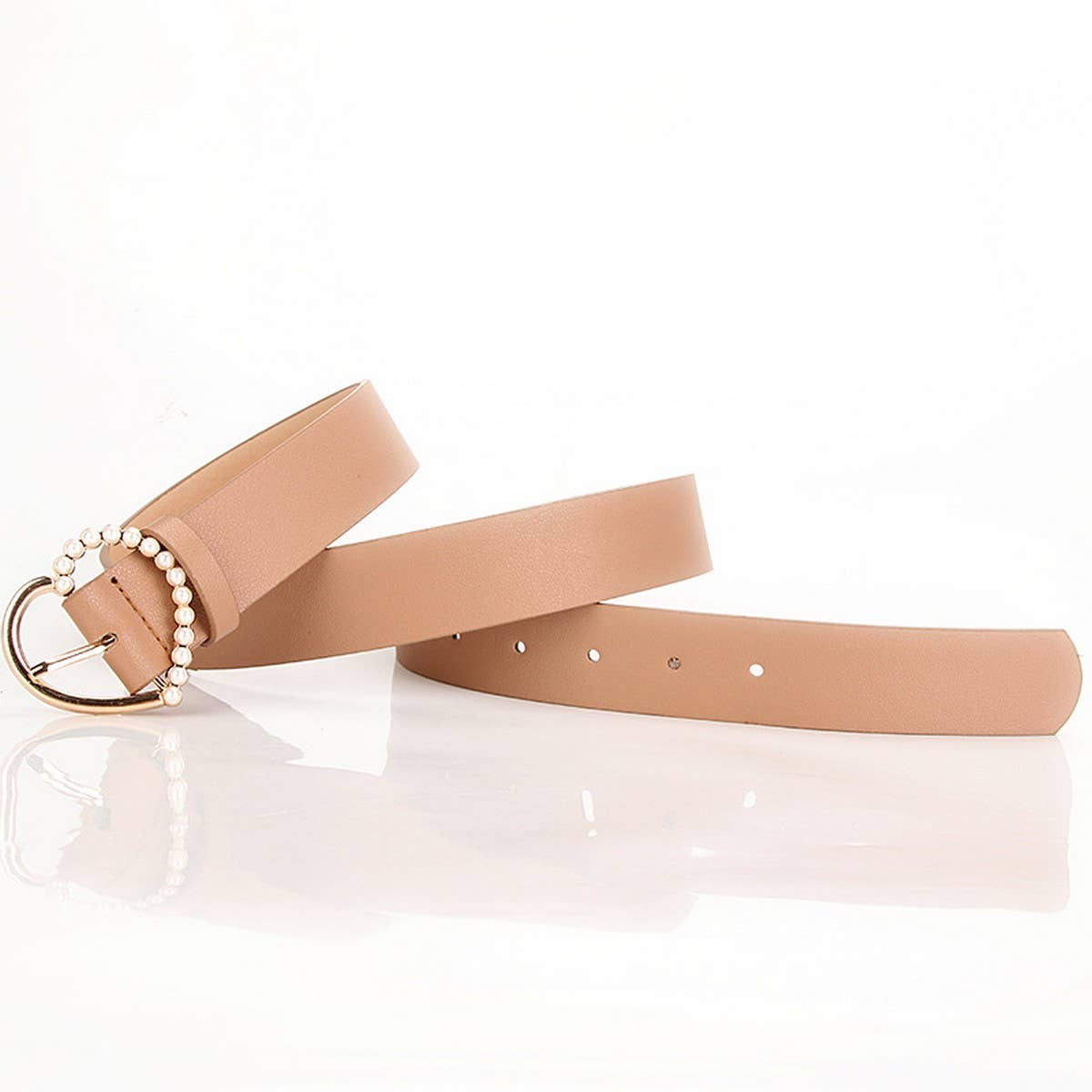 CLASSIC HEART PEARL BUCKLE BELTS FOR WOMEN_CWABE0391