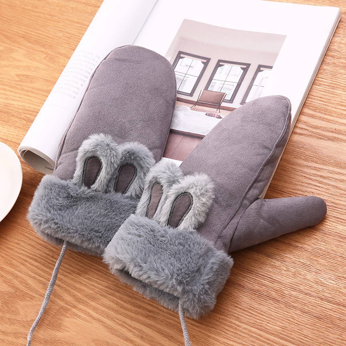 Women'S Winter Cute Thick Fleece Warm Gloves_Cwag0270
