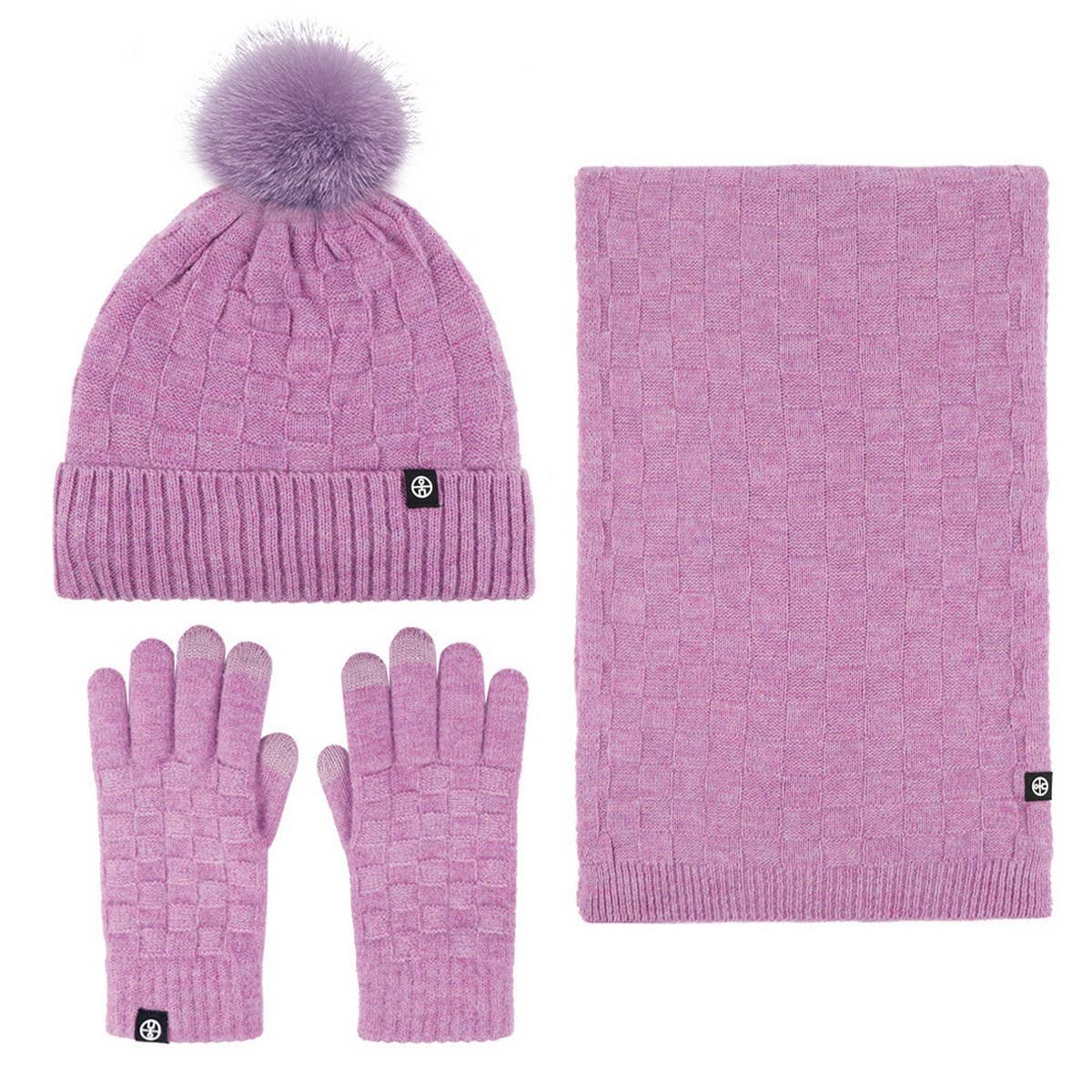 Winter Warm Wool Hat Scarf Gloves Three-Piece Set_Cwmm2774