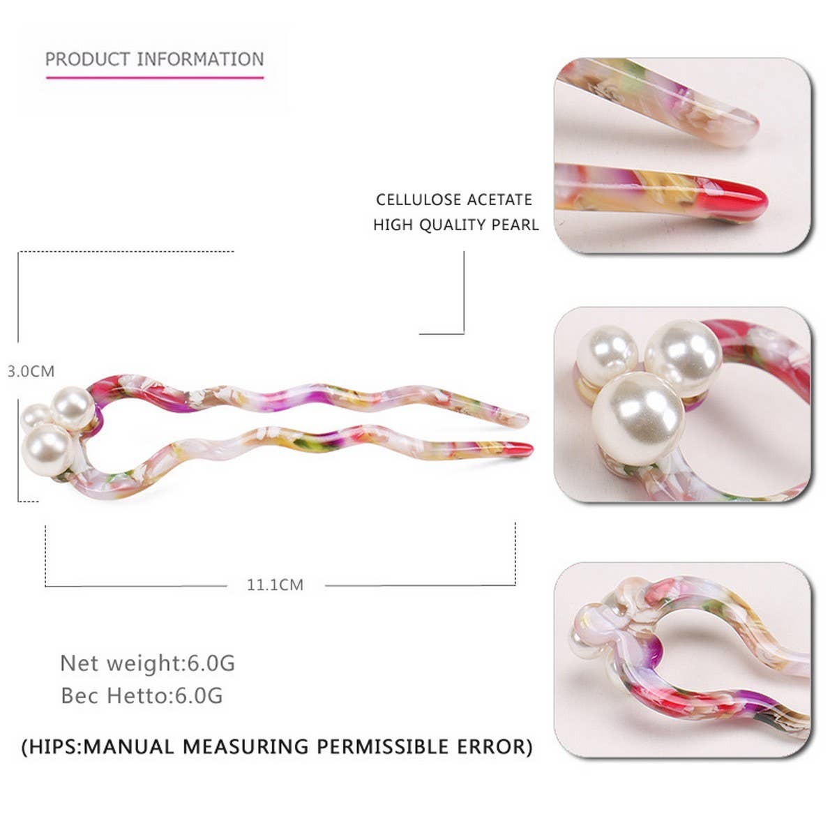 Wavy Acetate Retro Hairpin Hair Accessories
