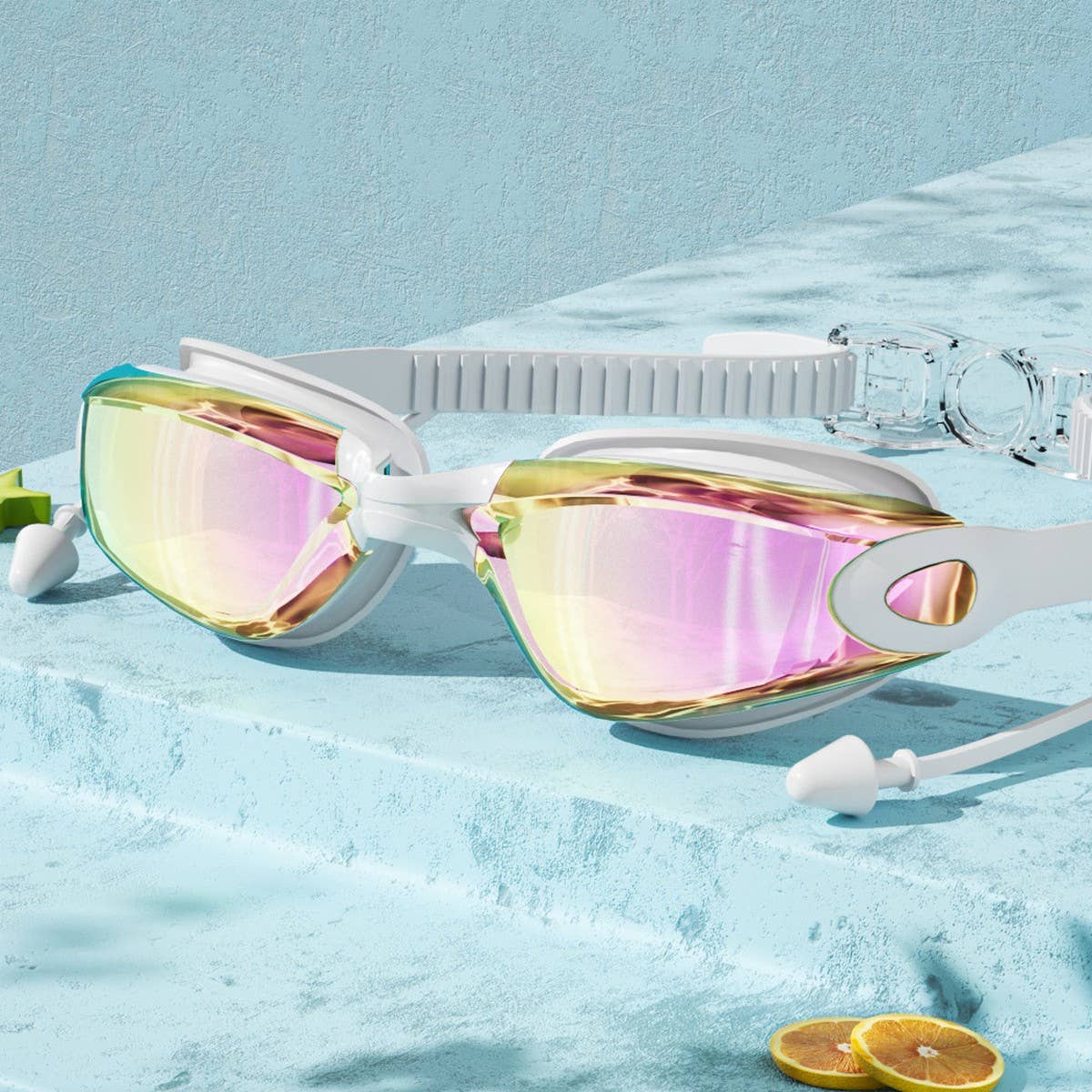 HD ANTI FOG SILICONE SWIM GOGGLES MIRRORED LENS_CWMM6634