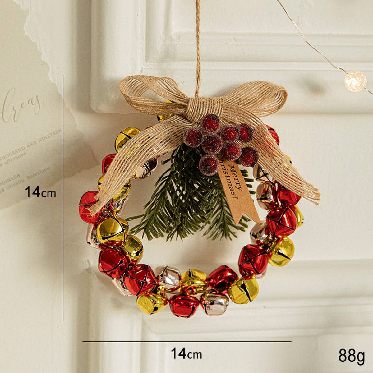 IRON METAL CHRISTMAS BELL HANGING WREATH DECOR_CWMM9740