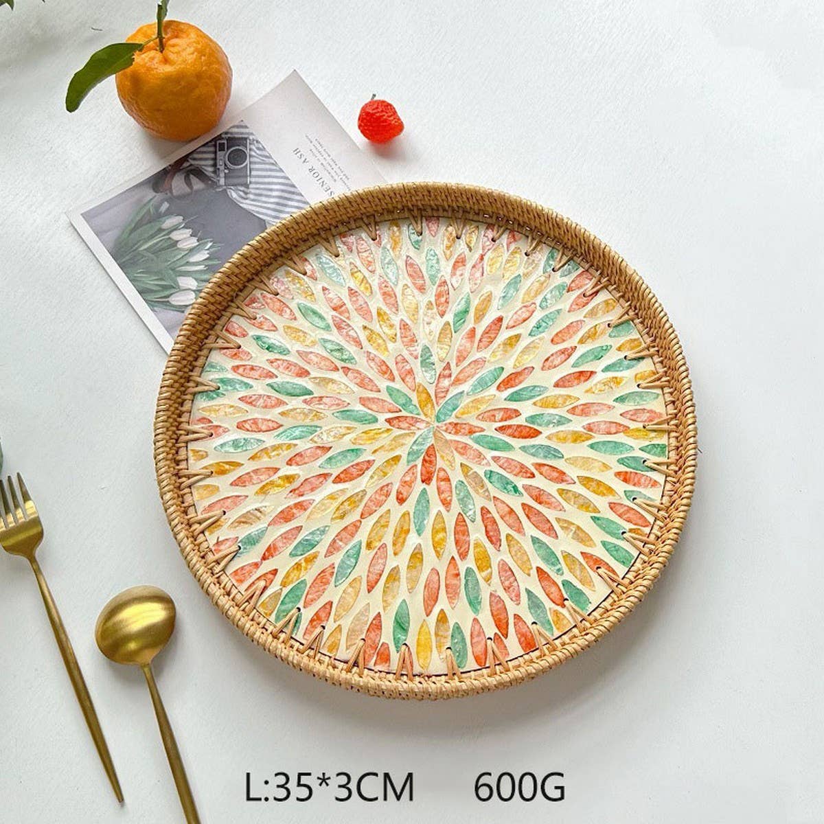 RATTAN FRUIT TRAY COFFEE TABLE SHELL TRAY_CWMM4534