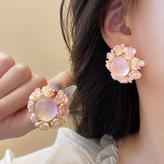 SWEET GIRLY ROUND FLOWER EARRINGS_CWAJE2345
