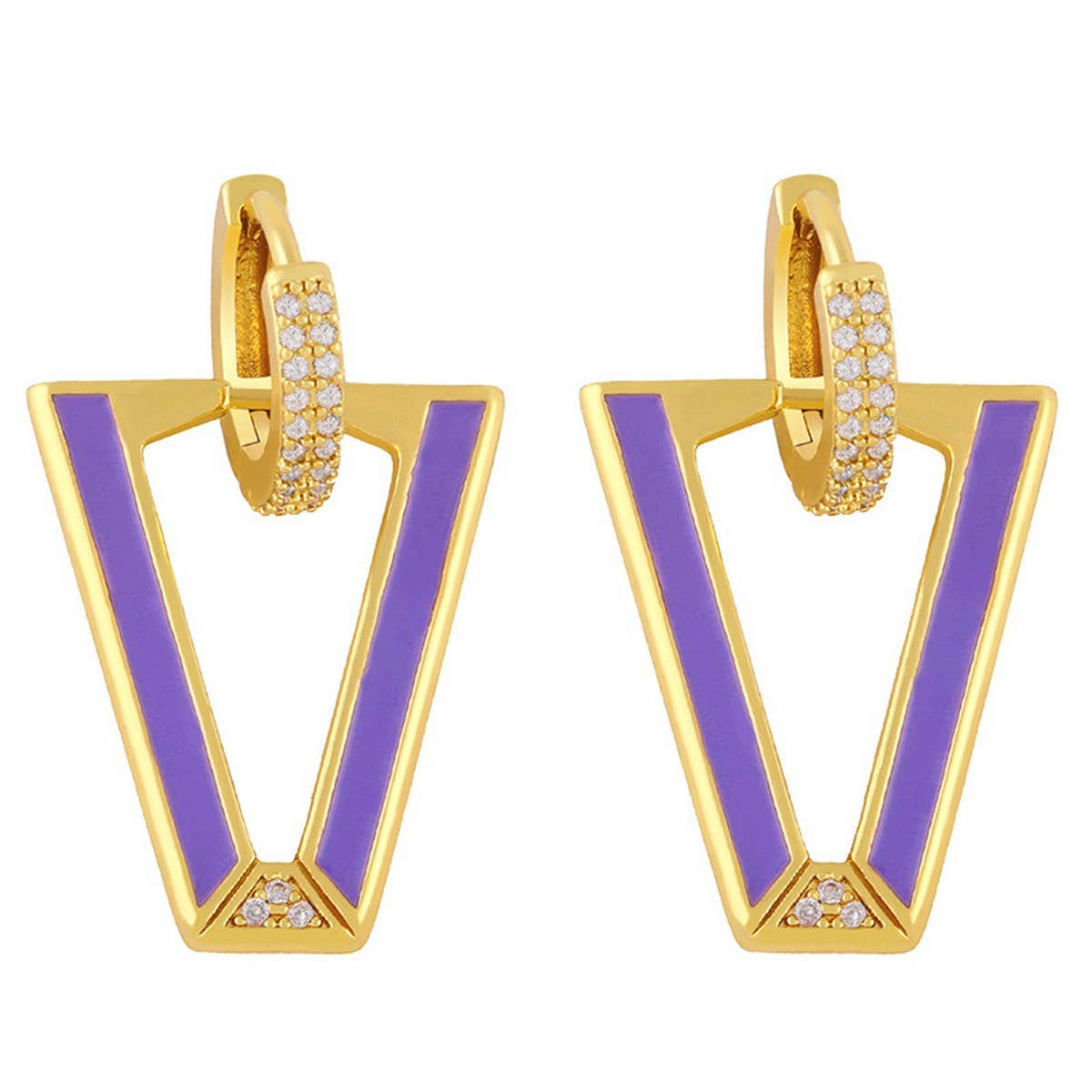 COLORFUL ZIRCON INVERTED TRIANGLE V SHAPED EARRING_CWAJE1013