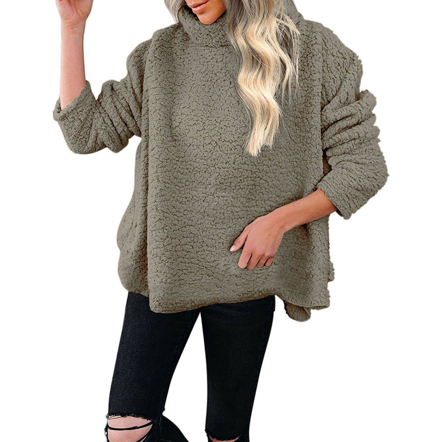 Woolen Solid Color Pullover Short Hoodie Woman