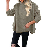 Woolen Solid Color Pullover Short Hoodie Woman