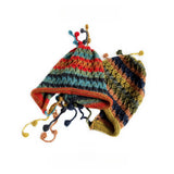 COLORFUL BALL EARFLAP LACE UP TASSEL KNITTED HAT_CWAH2061