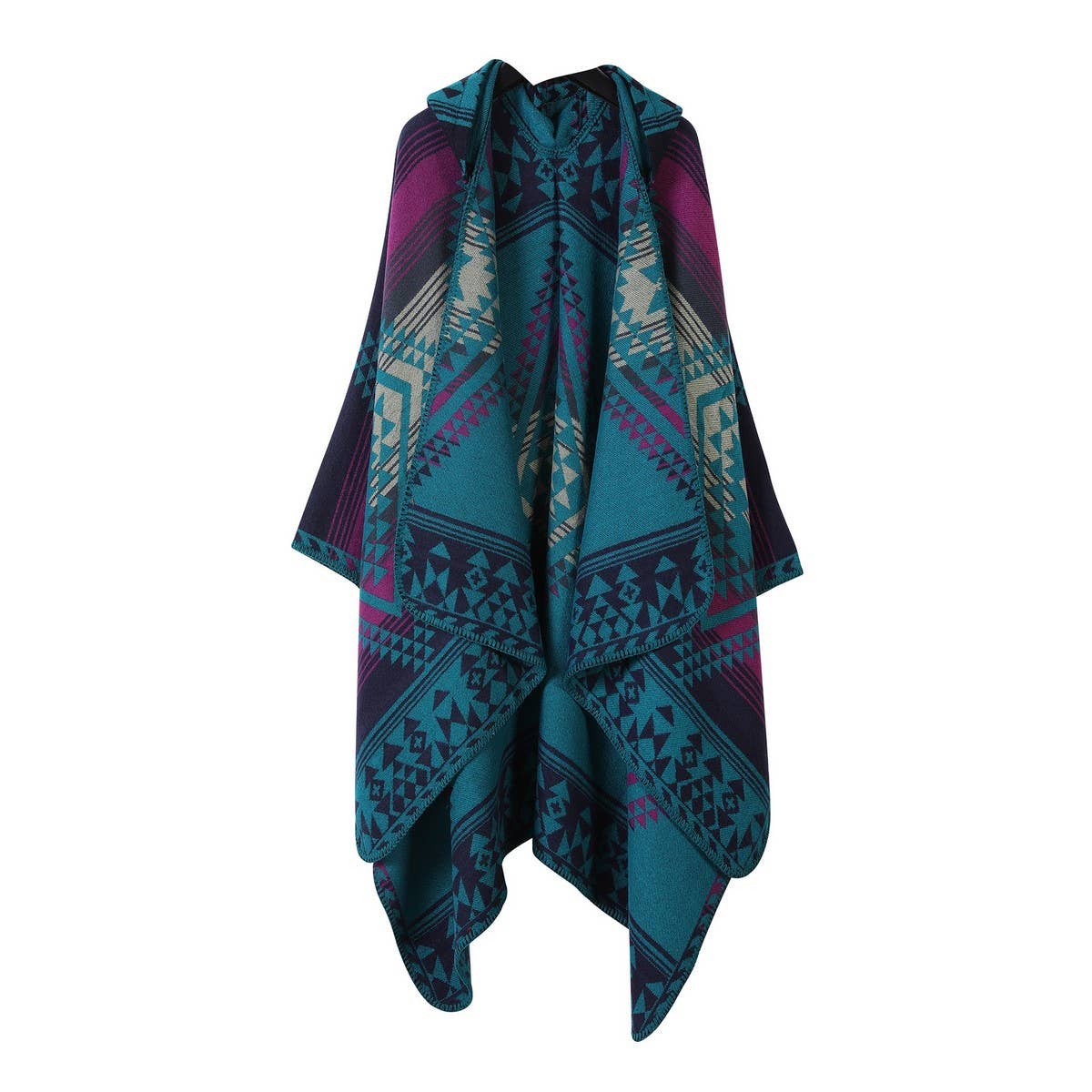Vintage Jacquard Warm Scarf Slit Hooded Cape_Cwasc2268