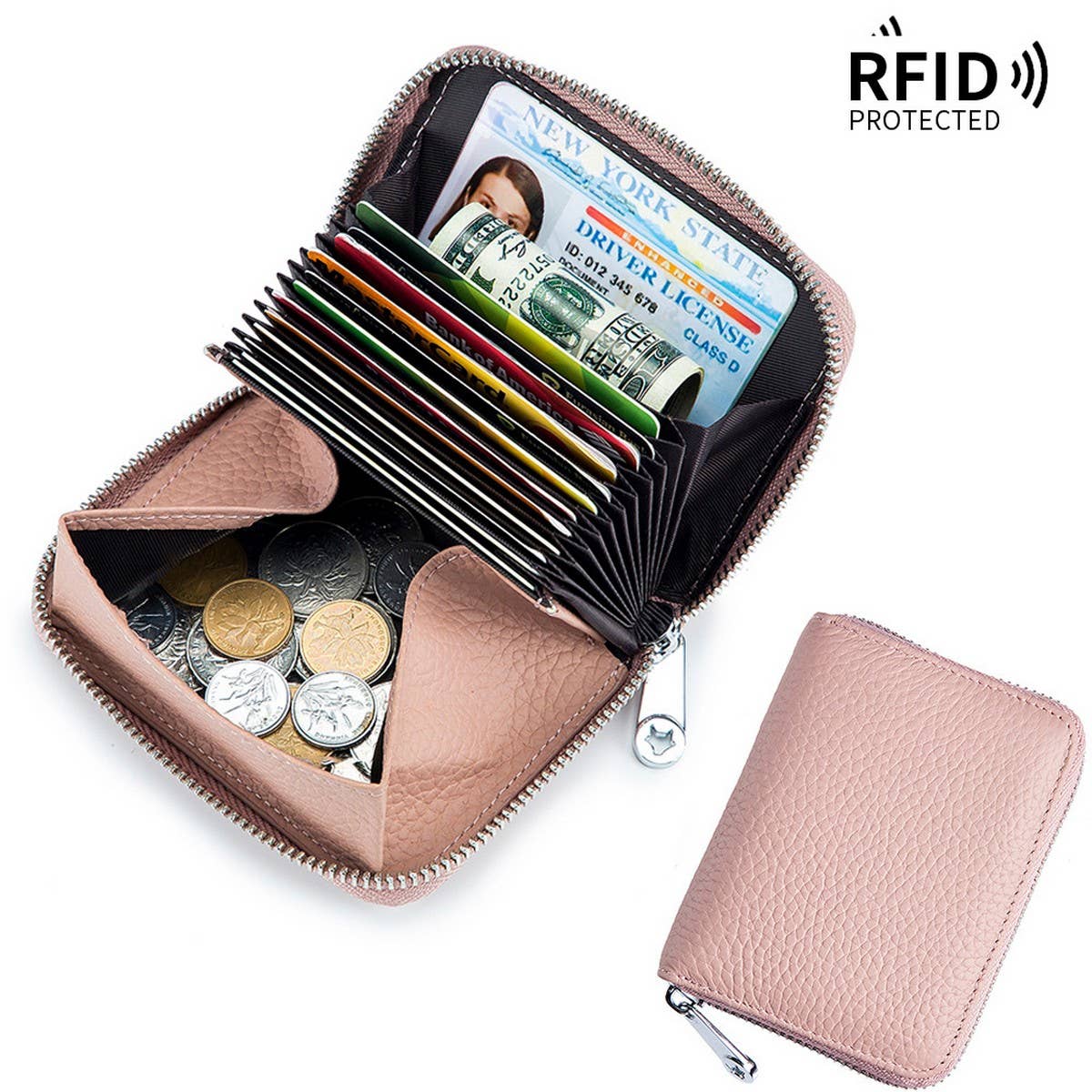 COIN PURSE ZIPPER GENUINE LEATHER CARD HOLDER_CWAB3831