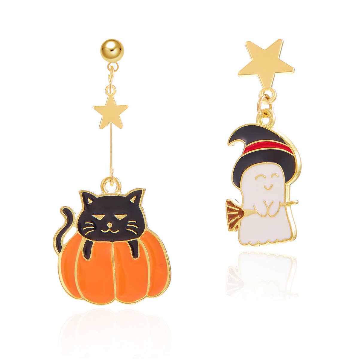 PUMPKIN SKULL BAT FUNNY HALLOWEEN EARRINGS_CWAJE2429