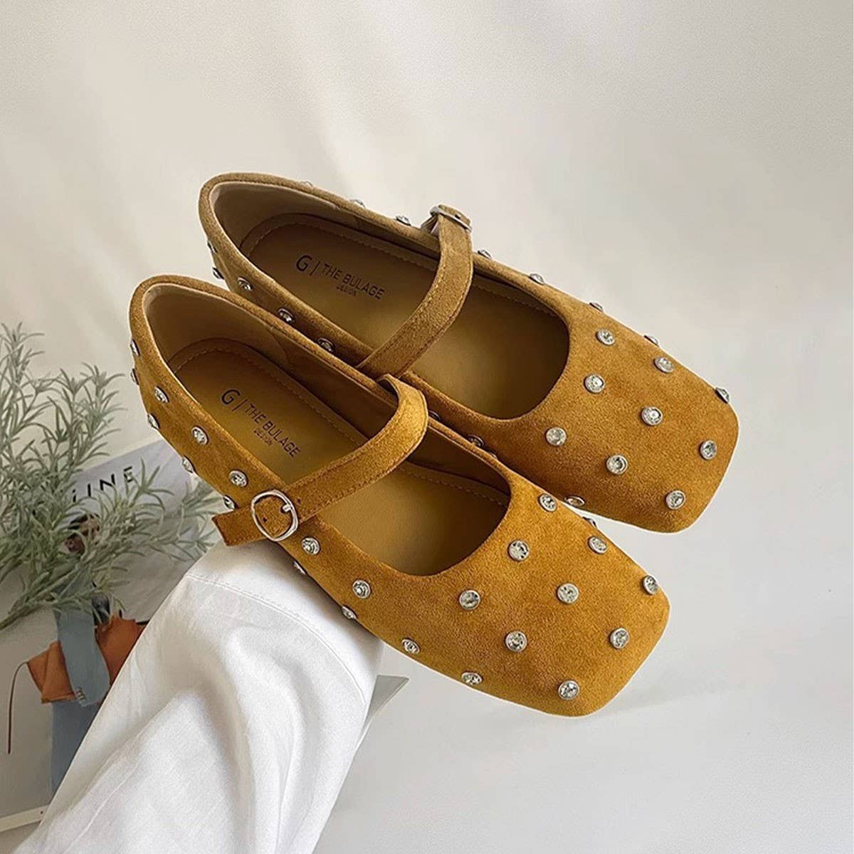 RHINESTONE FLAT MARY JANES FOR WORK STYLE_CWSHF0165